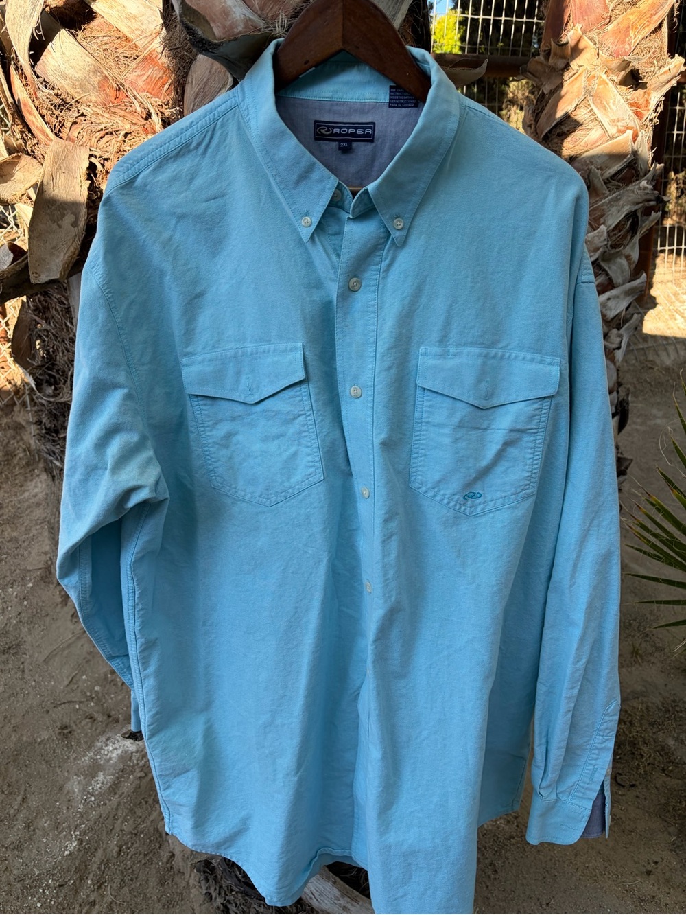Roper Men's Aqua Button-Down Workshirt